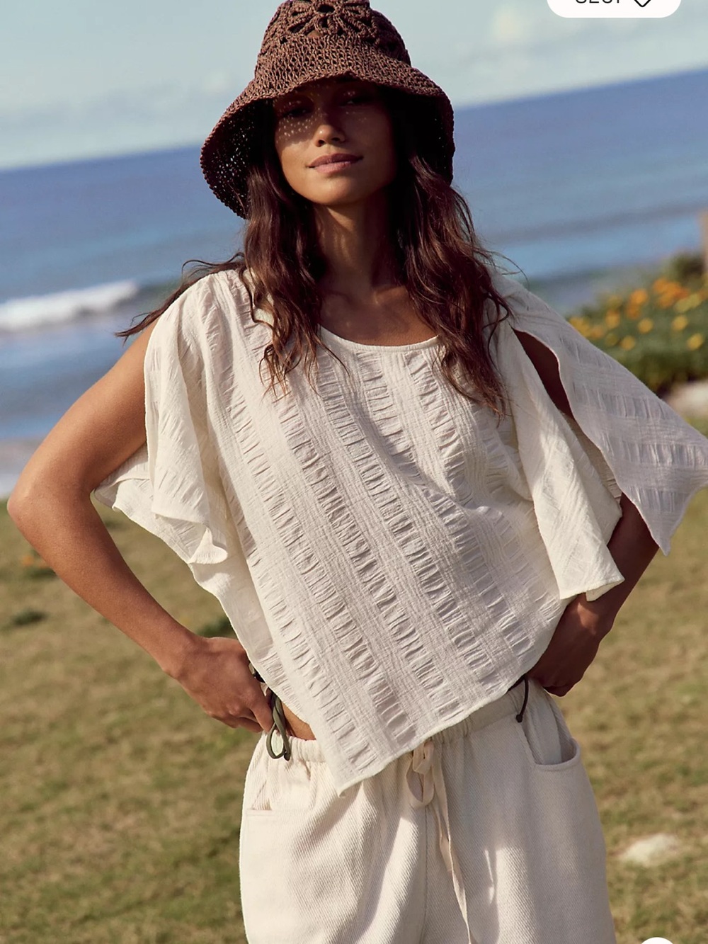 Free People Cut Out Daisy Straw bucket Hat SOLD OUT FALL 2026 COLLECTION - Picture 6 of 10